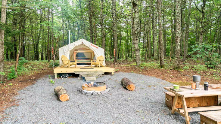 Glamping Tent with a Wood Stove for an Outdoor Getaway near Wells, Maine