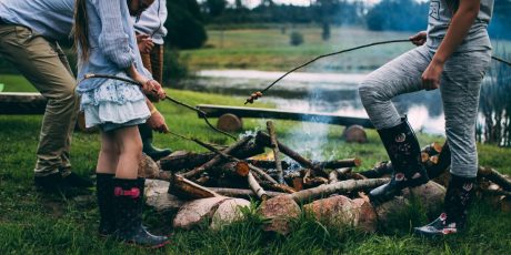 Family glamping around a campfire! The best campgrounds 'near me' 2022 await