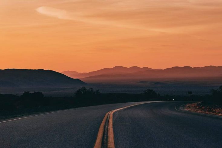 Sunset over a California highway