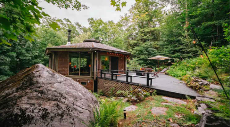 Imaginative Octogonal Glass Treehouse on Seven Private Acres near Great Barrington, MA