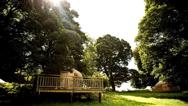 Inviting Yurts with Twinkling String Lights in Slane, Ireland, glamping hub gift card