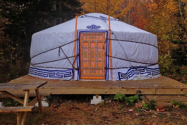 Yurt camping rental in Nova Scotia and one of the best winter getaways in Canada.