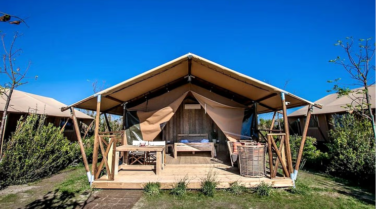 Mediterranean Beach Coast Lodging Tents in Tuscany, Italy