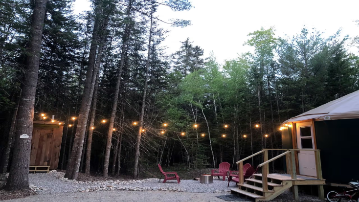 Pet Friendly Solar Powered Yurts in the Western Foothills of Maine for a Bethel Getaway, camping sites with cabins near me