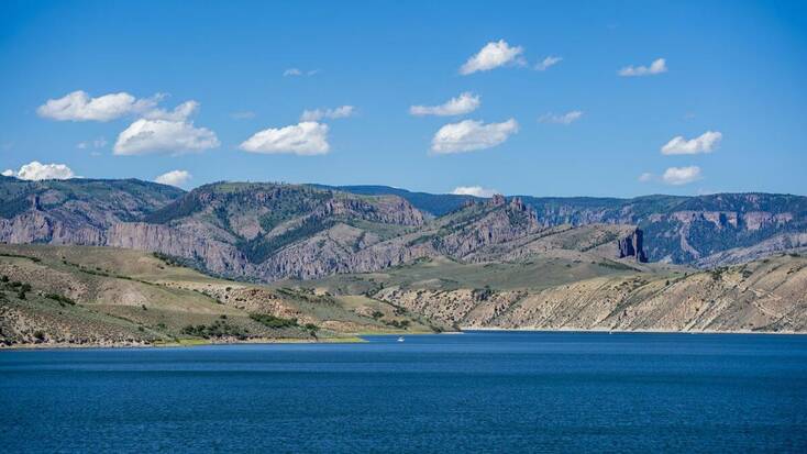 Views over Blue Mesa Lake: cabins available for the perfect weekend getaway