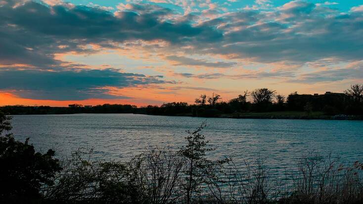Sunset over a lake in Massachusetts