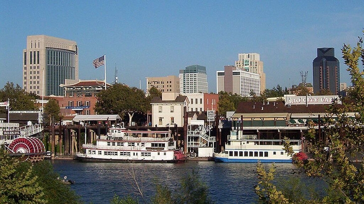 Sacramento waterfront on perfect California vacation