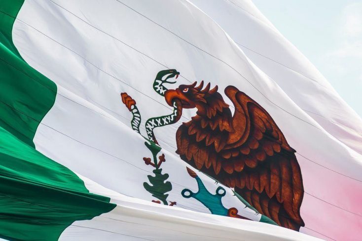 the mexican flag blowing in the wind for Cinco de Mayo