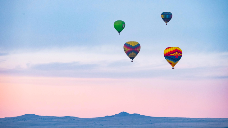 For an unforgettable glamping experience head out to the Balloon Fiesta, Alburquerque New Mexico