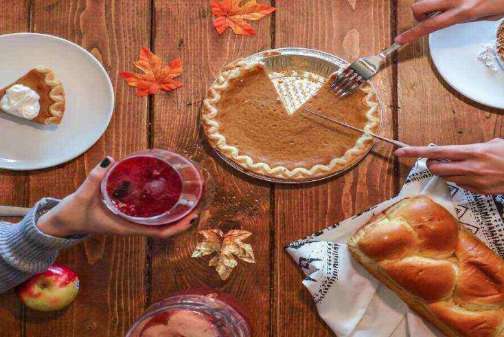 Food spread on table for Thanksgiving weekend