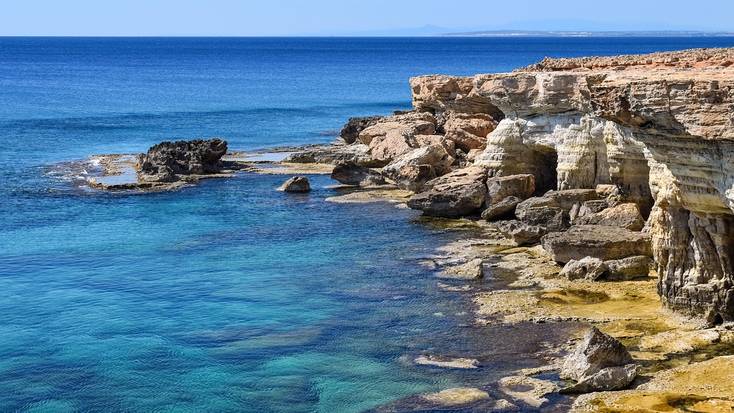 Rocks and caves along the Cyprus coastline