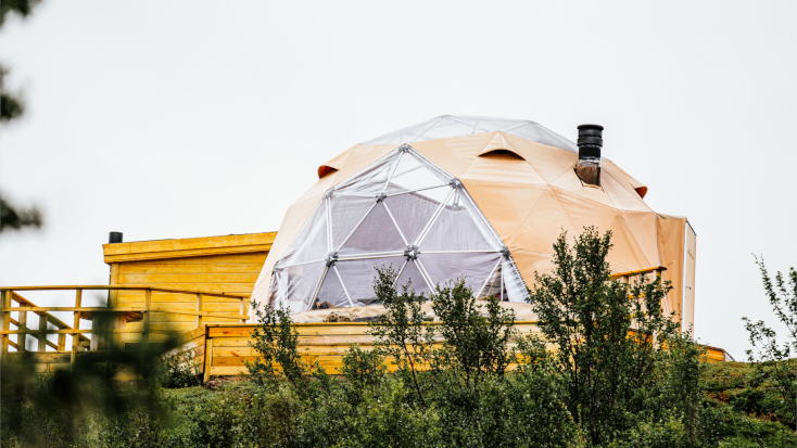 Modern glamping at its best on this fun dome