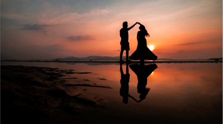 Couple enjoying their wedding destination