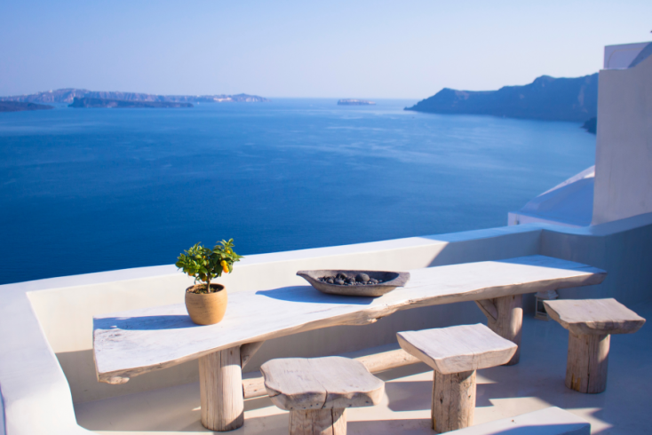 Greece view from balcony in Santorini
