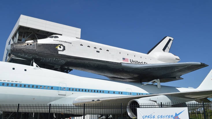 A replica of the space shuttle Independence at the Johnson Space Center, Houston