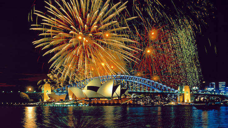 Fireworks over the harbour in Sydney. New Year's  Eve down under. Are there many better things to do on New Year's Eve?