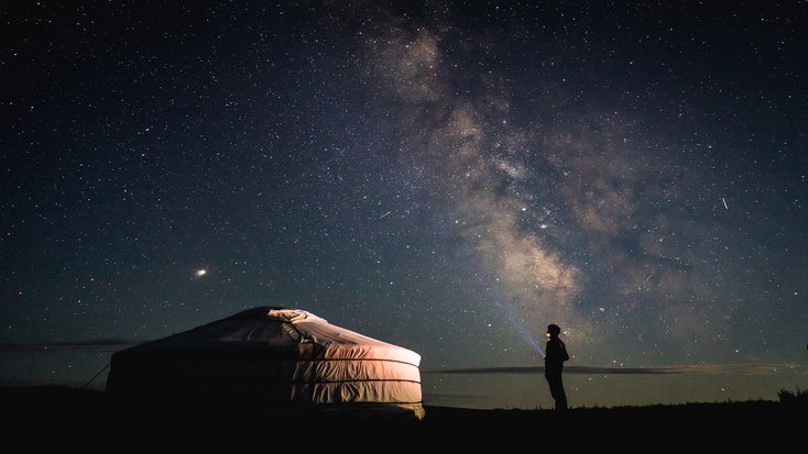 Shot of yurt camping California for new year's eve getaways 2021