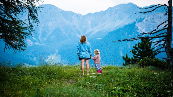 Mother and daughter glamping during Presidents' Day Weekend in the mountains 
