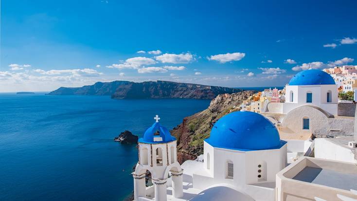 Enjoy a romantic getaway on Santorini. 