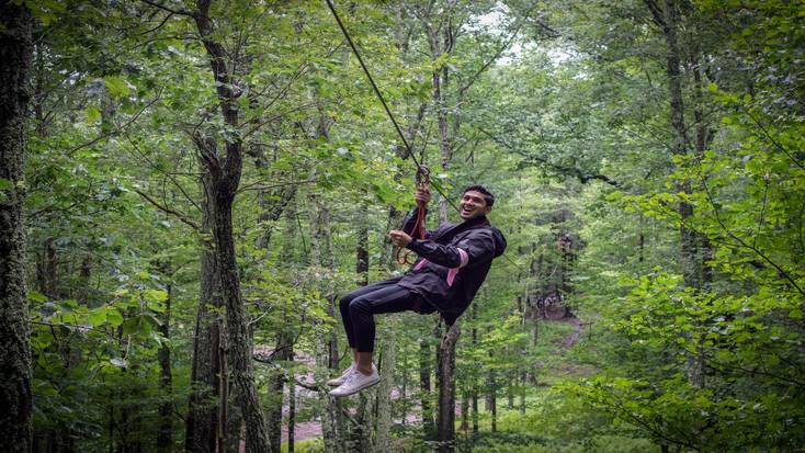 Zip lines are among the things to do in the Poconos