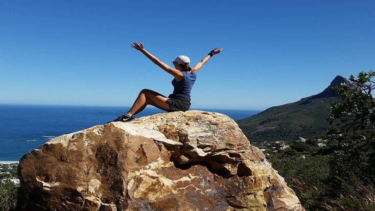 A tourist making the most of South African weather