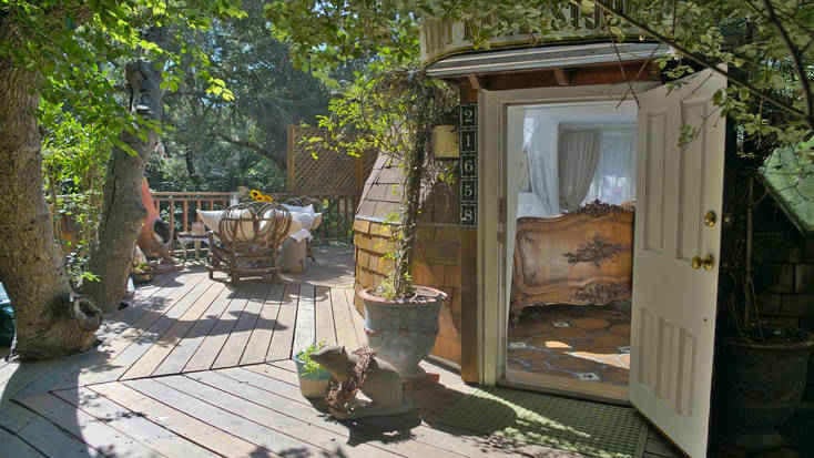 Stay in a dome shaped tree house like this beachfront rental in California