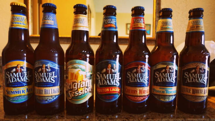 A selection of Samule Adams bottled beer