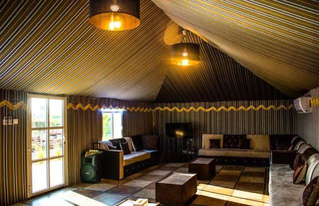 The interior of one of our luxury tents in Dubai