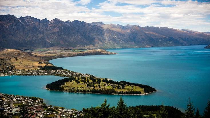 A view over Queenstown on the edge of Lake Wakatipu to commemorate Anzac Day