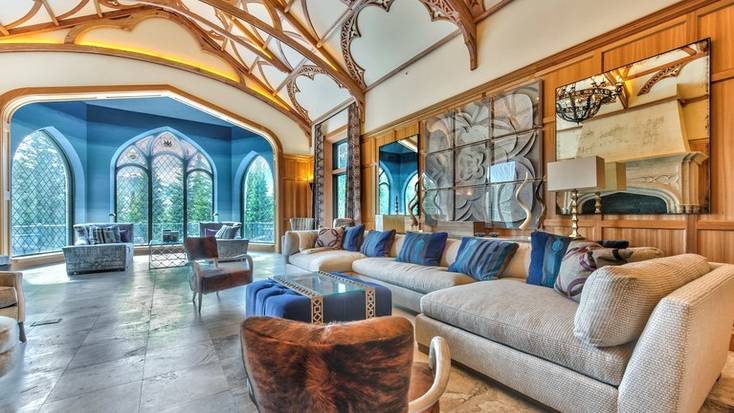 The stunning interior of a castle rental near Park City, Utah