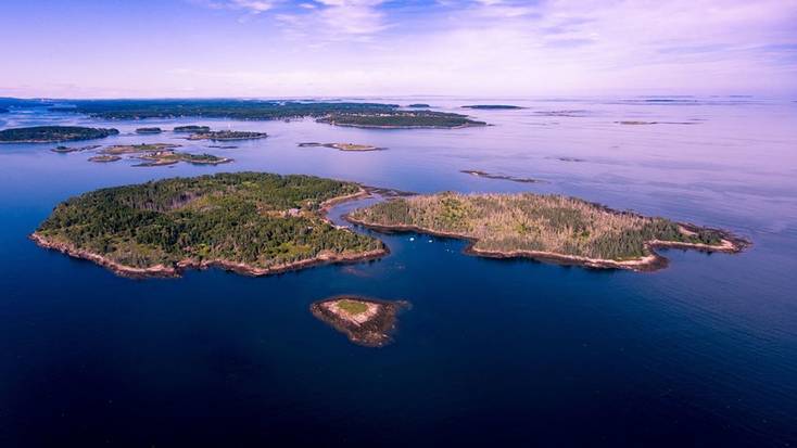 A bird's eye view of McGee, private island rental, Maine