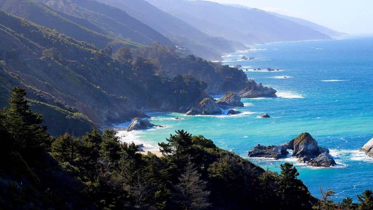 An aerial view over Big Sur