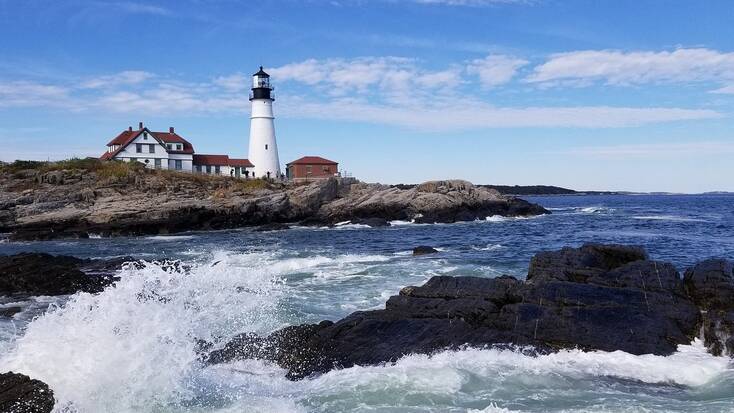 Coastline in Maine, New England