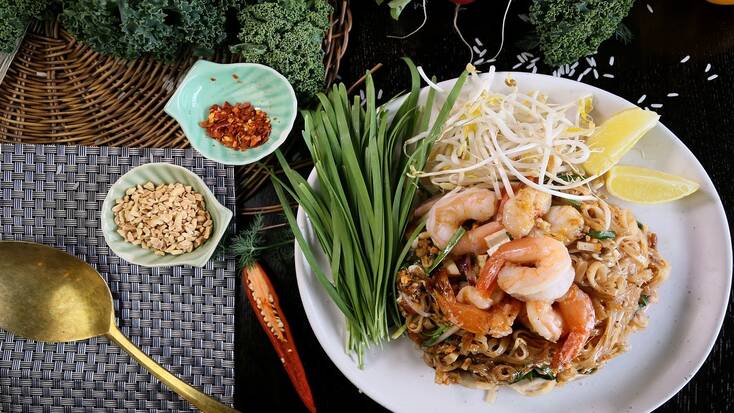 Traditional foods from Thailand include Pad Thai