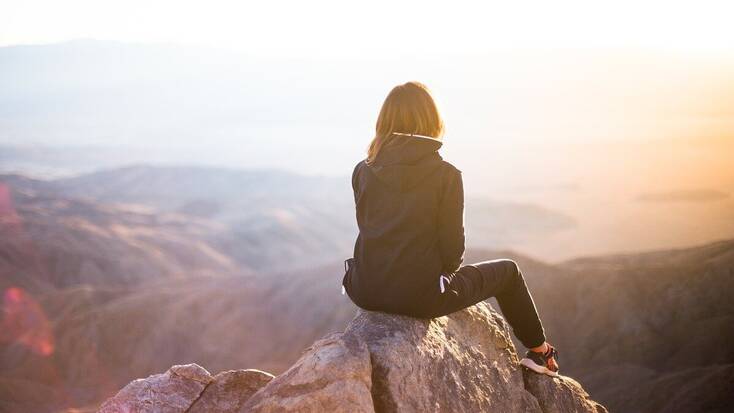 A woman on mountain vacations