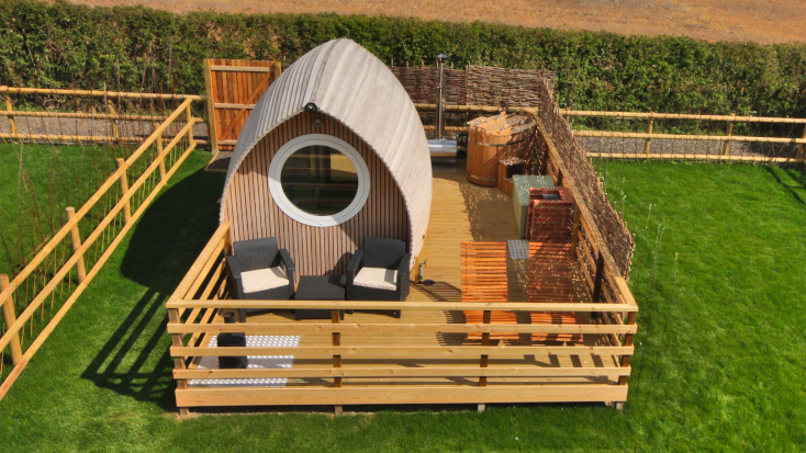Cozy eco-pod on one of the best glamping sites for winter breaks UK. 