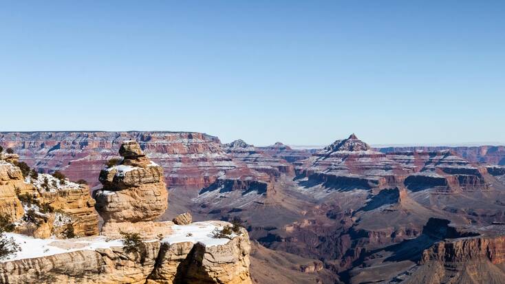 Snow covered Grand Canyon, one of the best places to go in December