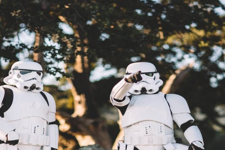 Stormtroopers in one of the Star Wars movie locations