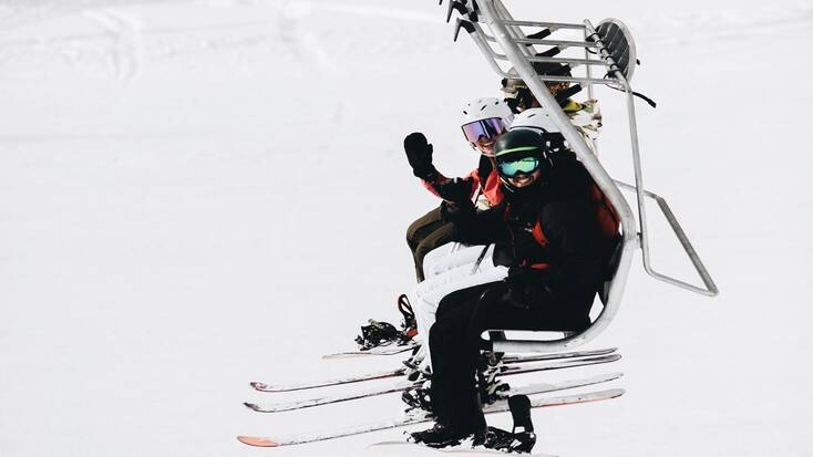 Skiing at a ski resort in Big Bear, California