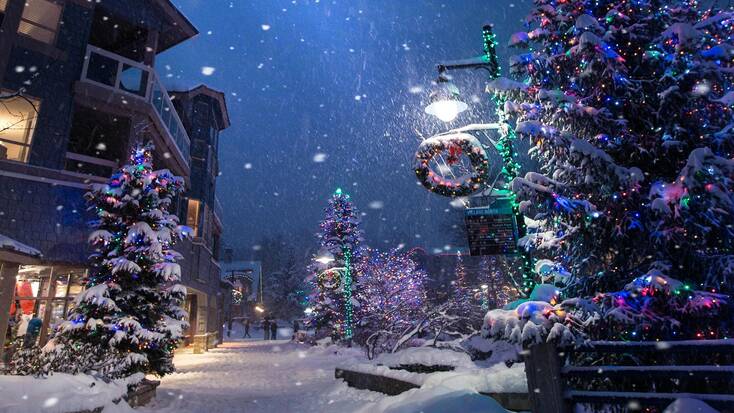 Whistler village at Christmas