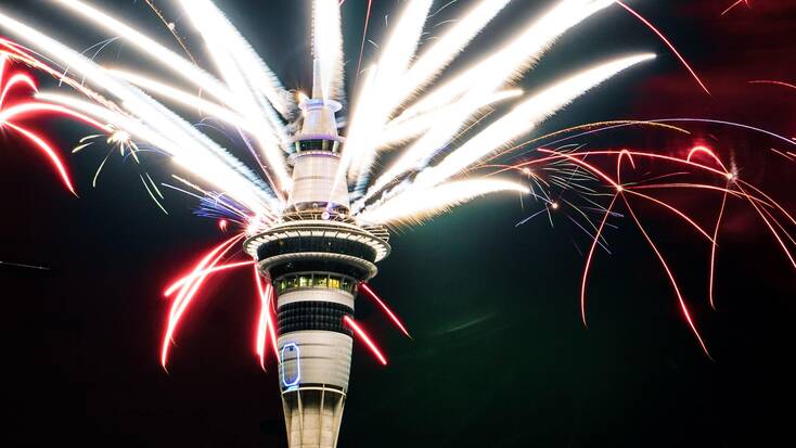 Fireworks at the Sky Tower in New Years Eve
