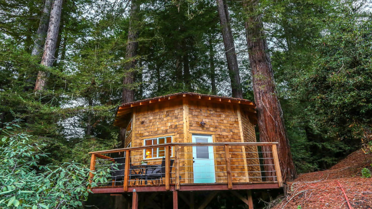 Magical California Tree House Surrounded by Redwoods near Santa Cruz, Napa Valley romantic getaway