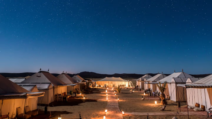 Moroccan Style Tents Surrounded by Sand Dunes in Beautiful African Desert, what to do on valentine's day