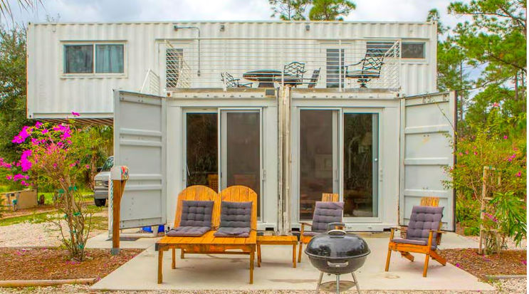 Upcycled Shipping Containers Transformed into a Glamping Home for a Unique Florida Vacation