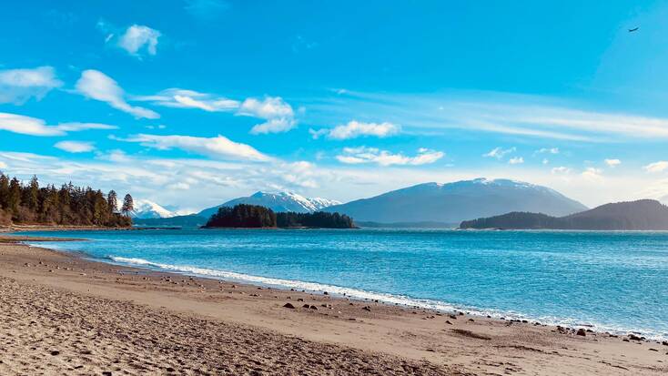 A beach in Juneau, Alaska