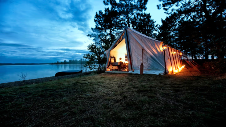 Hidden Luxury Tents in White Pine Ancient Forest outside of Toronto, Canada
