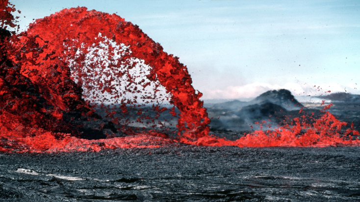 Erupting Lava during Daytime