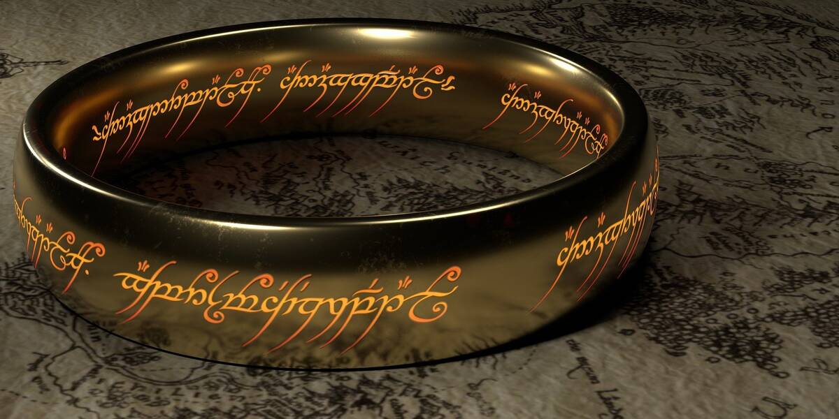 The One Ring to rule them all, One ring to find them; One ring to bring them all and in the darkness bind them on a map of Middle Earth