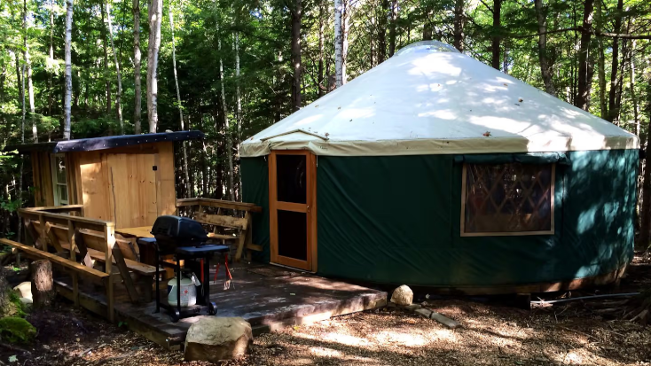 Unique Yurts Nestled on the Runaround Pond near Portland, Maine, east coast road trip
