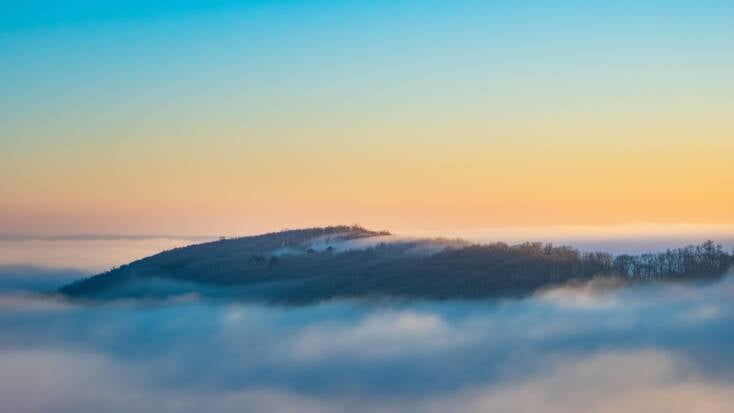 Fog and clouds over Deep Creek Lake, Maryland